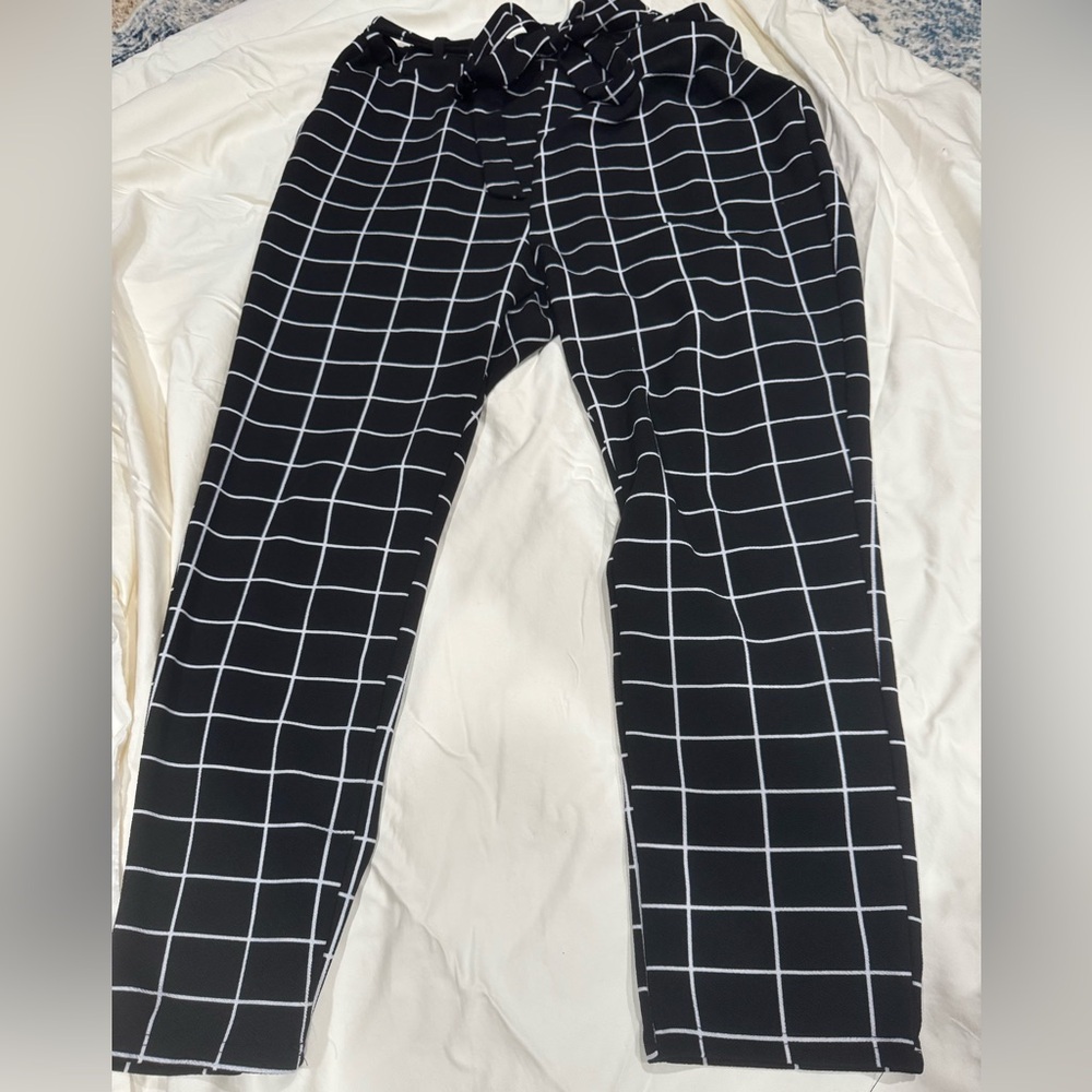 Size 18 striped work pants with bow belt